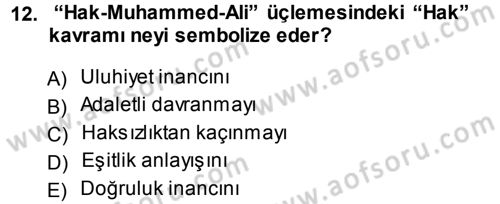 İslam Mezhepleri Tarihi Dersi 2014 - 2015 Yılı (Final) Dönem Sonu Sınav Soruları 12. Soru