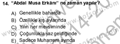 İslam Mezhepleri Tarihi Dersi 2014 - 2015 Yılı (Final) Dönem Sonu Sınav Soruları 14. Soru