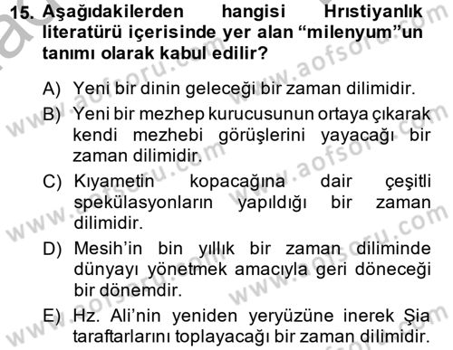 İslam Mezhepleri Tarihi Dersi 2014 - 2015 Yılı (Final) Dönem Sonu Sınav Soruları 15. Soru