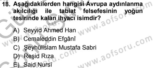 İslam Mezhepleri Tarihi Dersi 2014 - 2015 Yılı (Final) Dönem Sonu Sınav Soruları 18. Soru