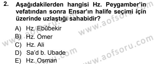 İslam Mezhepleri Tarihi Dersi 2014 - 2015 Yılı (Final) Dönem Sonu Sınav Soruları 2. Soru