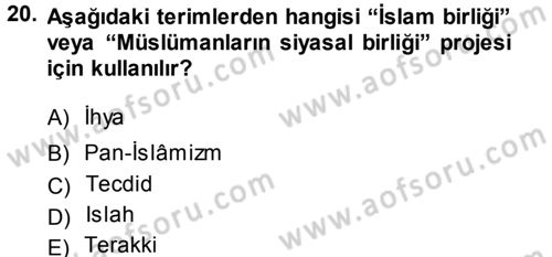 İslam Mezhepleri Tarihi Dersi 2014 - 2015 Yılı (Final) Dönem Sonu Sınav Soruları 20. Soru
