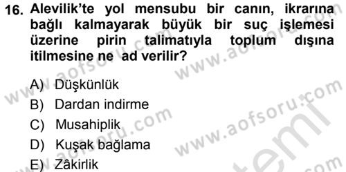 İslam Mezhepleri Tarihi Dersi 2014 - 2015 Yılı Tek Ders Sınav Soruları 16. Soru