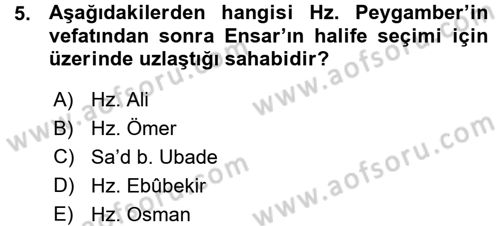 İslam Mezhepleri Tarihi Dersi 2015 - 2016 Yılı (Vize) Ara Sınav Soruları 5. Soru