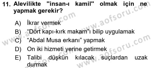 İslam Mezhepleri Tarihi Dersi 2015 - 2016 Yılı (Final) Dönem Sonu Sınav Soruları 11. Soru