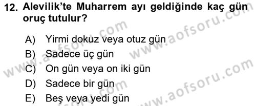 İslam Mezhepleri Tarihi Dersi 2015 - 2016 Yılı (Final) Dönem Sonu Sınav Soruları 12. Soru