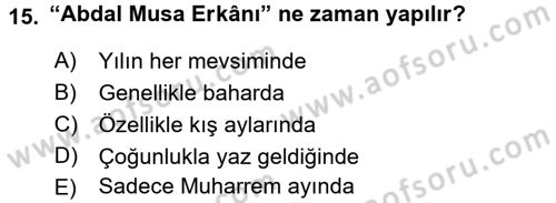 İslam Mezhepleri Tarihi Dersi 2015 - 2016 Yılı Tek Ders Sınav Soruları 15. Soru