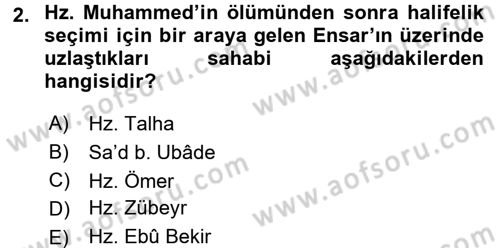 İslam Mezhepleri Tarihi Dersi 2015 - 2016 Yılı Tek Ders Sınav Soruları 2. Soru