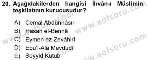 İslam Mezhepleri Tarihi Dersi 2016 - 2017 Yılı 3 Ders Sınav Soruları 20. Soru