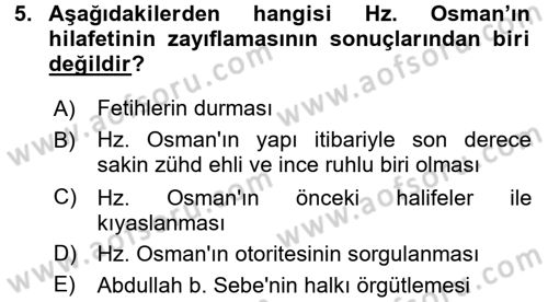 İslam Mezhepleri Tarihi Dersi 2016 - 2017 Yılı (Vize) Ara Sınav Soruları 5. Soru