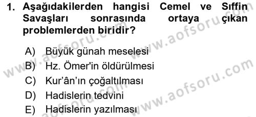 İslam Mezhepleri Tarihi Dersi 2017 - 2018 Yılı 3 Ders Sınav Soruları 1. Soru