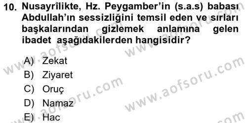 İslam Mezhepleri Tarihi Dersi 2017 - 2018 Yılı 3 Ders Sınav Soruları 10. Soru
