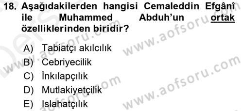 İslam Mezhepleri Tarihi Dersi 2017 - 2018 Yılı 3 Ders Sınav Soruları 18. Soru