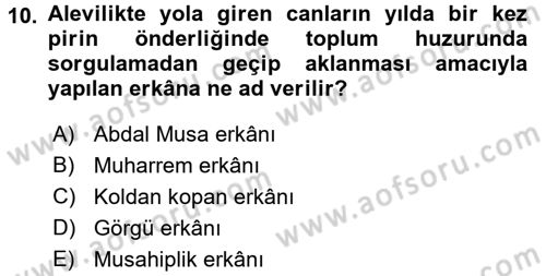 İslam Mezhepleri Tarihi Dersi 2017 - 2018 Yılı (Final) Dönem Sonu Sınav Soruları 10. Soru