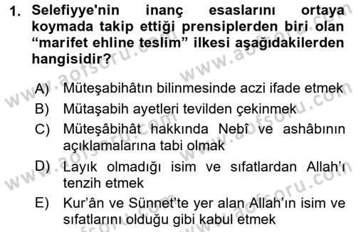 İslam Mezhepleri Tarihi Dersi 2018 - 2019 Yılı 3 Ders Sınav Soruları 1. Soru