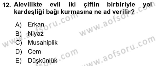 İslam Mezhepleri Tarihi Dersi 2018 - 2019 Yılı 3 Ders Sınav Soruları 12. Soru