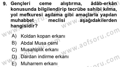 İslam Mezhepleri Tarihi Dersi 2018 - 2019 Yılı 3 Ders Sınav Soruları 9. Soru