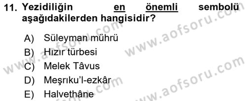 İslam Mezhepleri Tarihi Dersi 2018 - 2019 Yılı (Final) Dönem Sonu Sınav Soruları 11. Soru