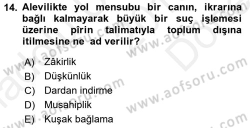 İslam Mezhepleri Tarihi Dersi 2018 - 2019 Yılı (Final) Dönem Sonu Sınav Soruları 14. Soru