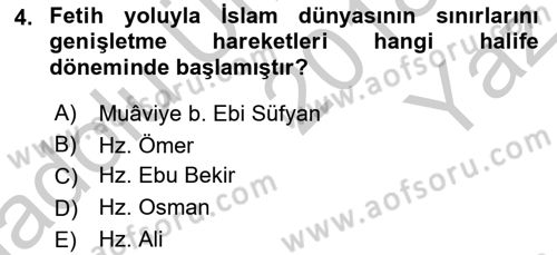 İslam Mezhepleri Tarihi Dersi 2018 - 2019 Yılı Yaz Okulu Sınavı 4. Soru