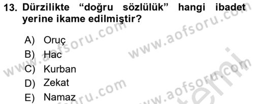 İslam Mezhepleri Tarihi Dersi 2020 - 2021 Yılı Yaz Okulu Sınav Soruları 13. Soru