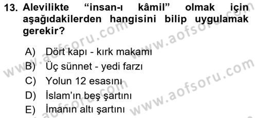 İslam Mezhepleri Tarihi Dersi 2021 - 2022 Yılı Yaz Okulu Sınav Soruları 13. Soru