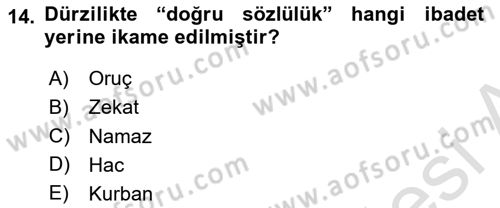 İslam Mezhepleri Tarihi Dersi 2021 - 2022 Yılı Yaz Okulu Sınav Soruları 14. Soru