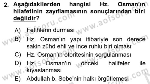 İslam Mezhepleri Tarihi Dersi 2021 - 2022 Yılı Yaz Okulu Sınav Soruları 2. Soru