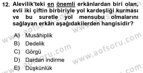 İslam Mezhepleri Tarihi Dersi 2022 - 2023 Yılı (Final) Dönem Sonu Sınav Soruları 12. Soru