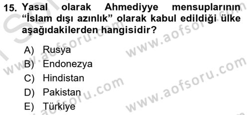İslam Mezhepleri Tarihi Dersi 2022 - 2023 Yılı (Final) Dönem Sonu Sınav Soruları 15. Soru