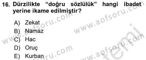 İslam Mezhepleri Tarihi Dersi 2022 - 2023 Yılı Yaz Okulu Sınav Soruları 16. Soru