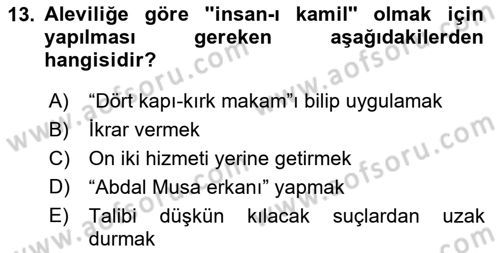 İslam Mezhepleri Tarihi Dersi 2024 - 2025 Yılı (Final) Dönem Sonu Sınav Soruları 13. Soru