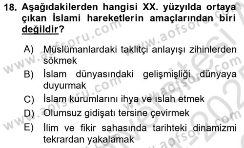 İslam Mezhepleri Tarihi Dersi 2024 - 2025 Yılı Yaz Okulu Sınav Soruları 18. Soru