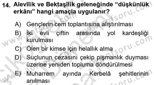 İslam Mezhepleri Tarihi Dersi 2025 - 2026 Yılı (Final) Dönem Sonu Sınav Soruları 14. Soru