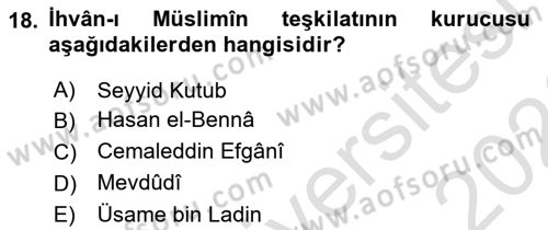 İslam Mezhepleri Tarihi Dersi 2025 - 2026 Yılı (Final) Dönem Sonu Sınav Soruları 18. Soru
