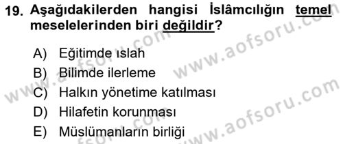 İslam Mezhepleri Tarihi Dersi 2025 - 2026 Yılı Yaz Okulu Sınav Soruları 19. Soru