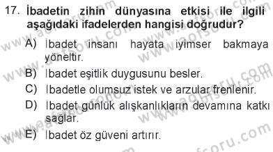 Din Psikolojisi Dersi 2012 - 2013 Yılı Tek Ders Sınav Soruları 17. Soru