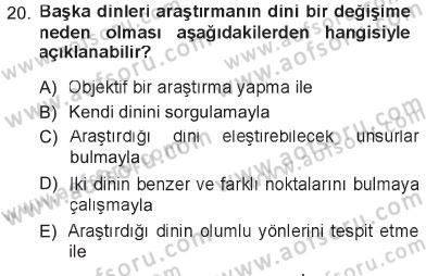 Din Psikolojisi Dersi 2012 - 2013 Yılı Tek Ders Sınav Soruları 20. Soru