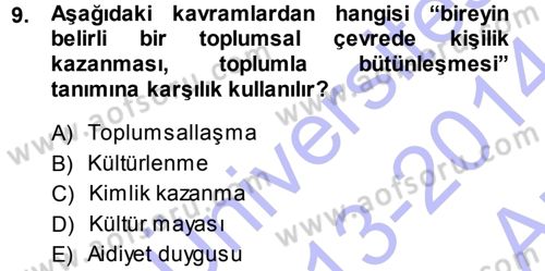 Din Psikolojisi Dersi Ara Sınavı Deneme Sınav Soruları 9. Soru