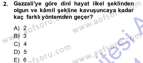 Din Psikolojisi Dersi 2013 - 2014 Yılı (Final) Dönem Sonu Sınav Soruları 2. Soru