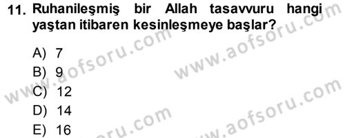 Din Psikolojisi Dersi 2013 - 2014 Yılı Tek Ders Sınav Soruları 11. Soru