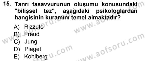 Din Psikolojisi Dersi 2013 - 2014 Yılı Tek Ders Sınav Soruları 15. Soru