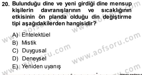 Din Psikolojisi Dersi 2013 - 2014 Yılı Tek Ders Sınav Soruları 20. Soru