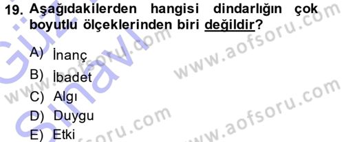 Din Psikolojisi Dersi Ara Sınavı Deneme Sınav Soruları 19. Soru