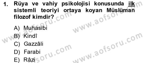 Din Psikolojisi Dersi 2014 - 2015 Yılı Tek Ders Sınavı 1. Soru