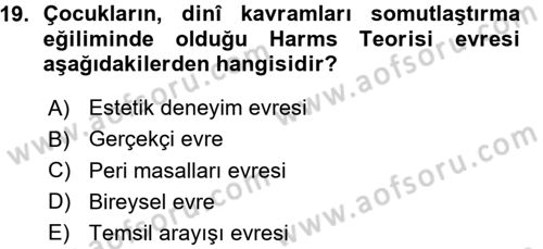 Din Psikolojisi Dersi 2015 - 2016 Yılı (Vize) Ara Sınav Soruları 19. Soru