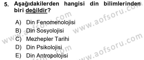 Din Psikolojisi Dersi 2015 - 2016 Yılı (Vize) Ara Sınav Soruları 5. Soru