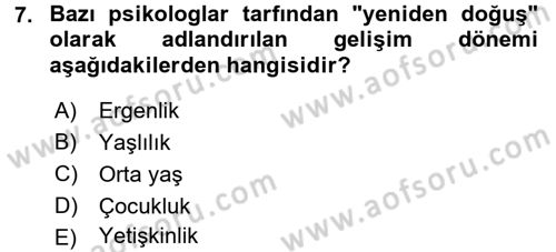 Din Psikolojisi Dersi 2015 - 2016 Yılı (Final) Dönem Sonu Sınav Soruları 7. Soru