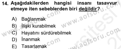Din Psikolojisi Dersi 2015 - 2016 Yılı Tek Ders Sınav Soruları 14. Soru