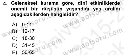 Din Psikolojisi Dersi 2015 - 2016 Yılı Tek Ders Sınav Soruları 4. Soru